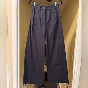 NWT COS Navy Wide Leg Cotton Trousers Chinos 2